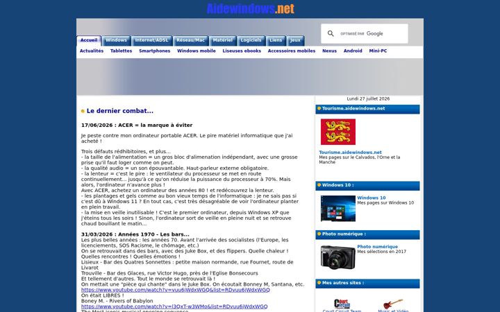 Captură de ecran a aidewindows.net