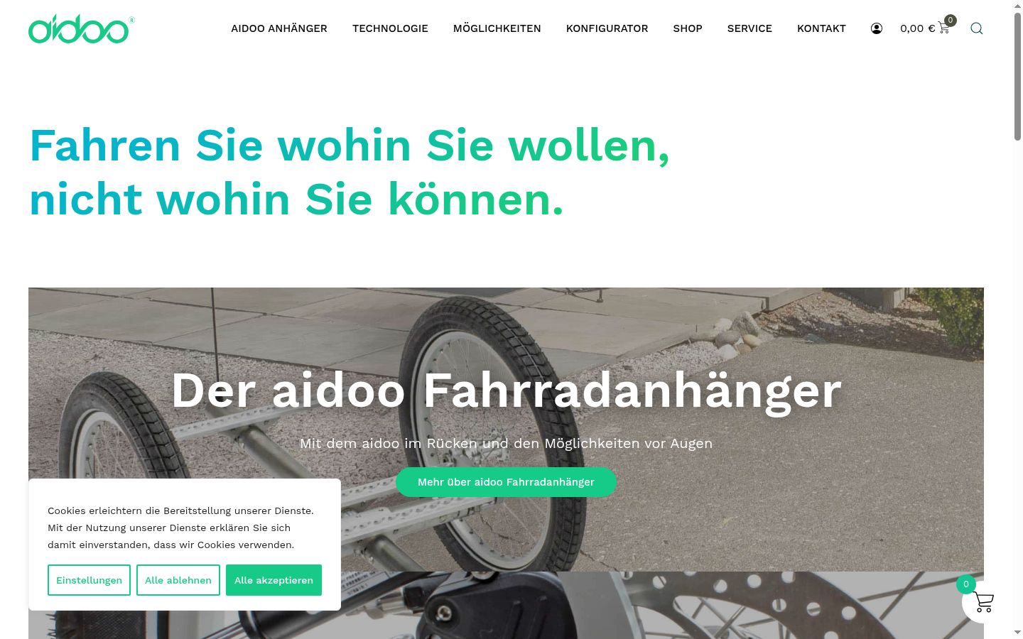 Screenshot des Einwilligungsbanners vor jeglicher Interaktion