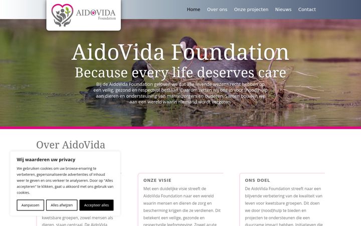 Screenshot von aidovida.nl