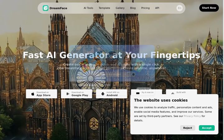 Screenshot of aidreamface.com