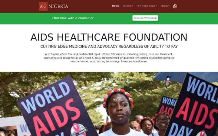 Screenshot of aidshealthng.org