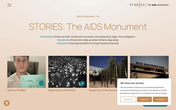Screenshot of aidsmonument.org
