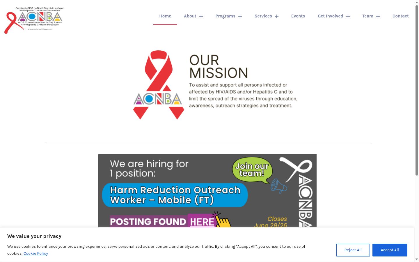 Screenshot of the consent banner shown before any interaction