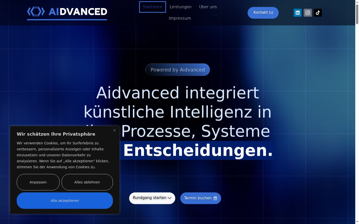 Screenshot of the consent banner shown before any interaction