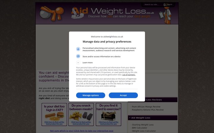 Screenshot of aidweightloss.co.uk