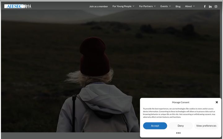 Skærmbillede af aiesec.at