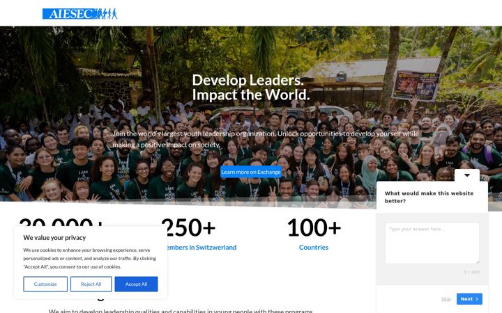 Skærmbillede af aiesec.ch