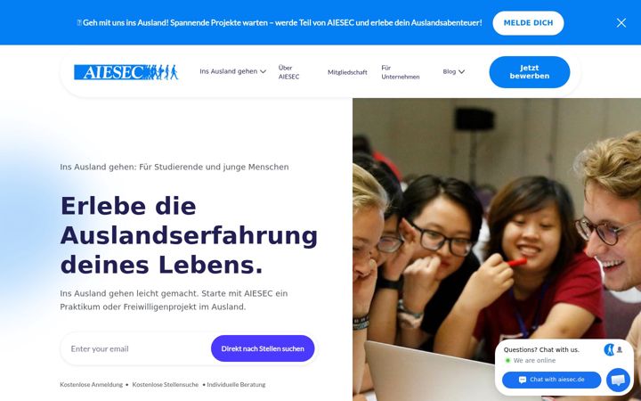 Screenshot of aiesec.de