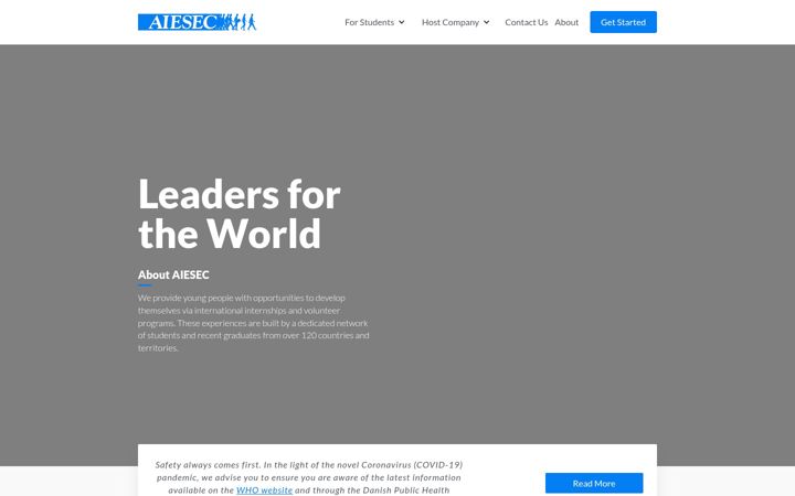Skærmbillede af aiesec.dk