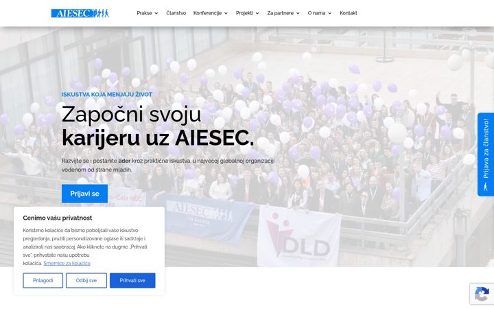 Skærmbillede af aiesec.org.rs