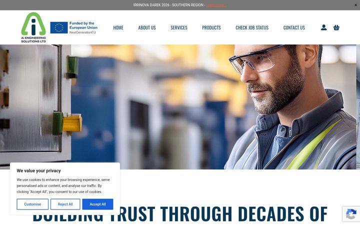 Skärmbild av aiesltd.com