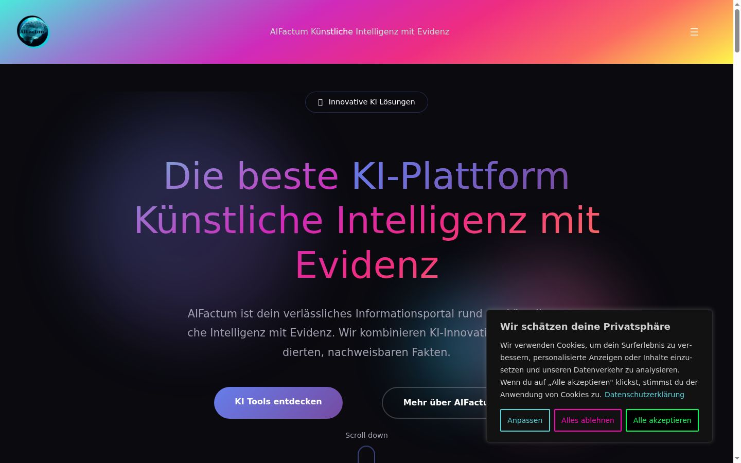 Screenshot of the consent banner shown before any interaction