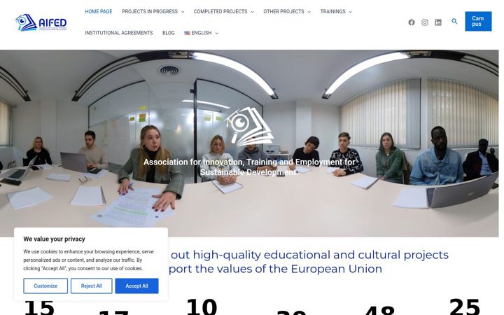 Kuvakaappaus sivustosta aifed.es