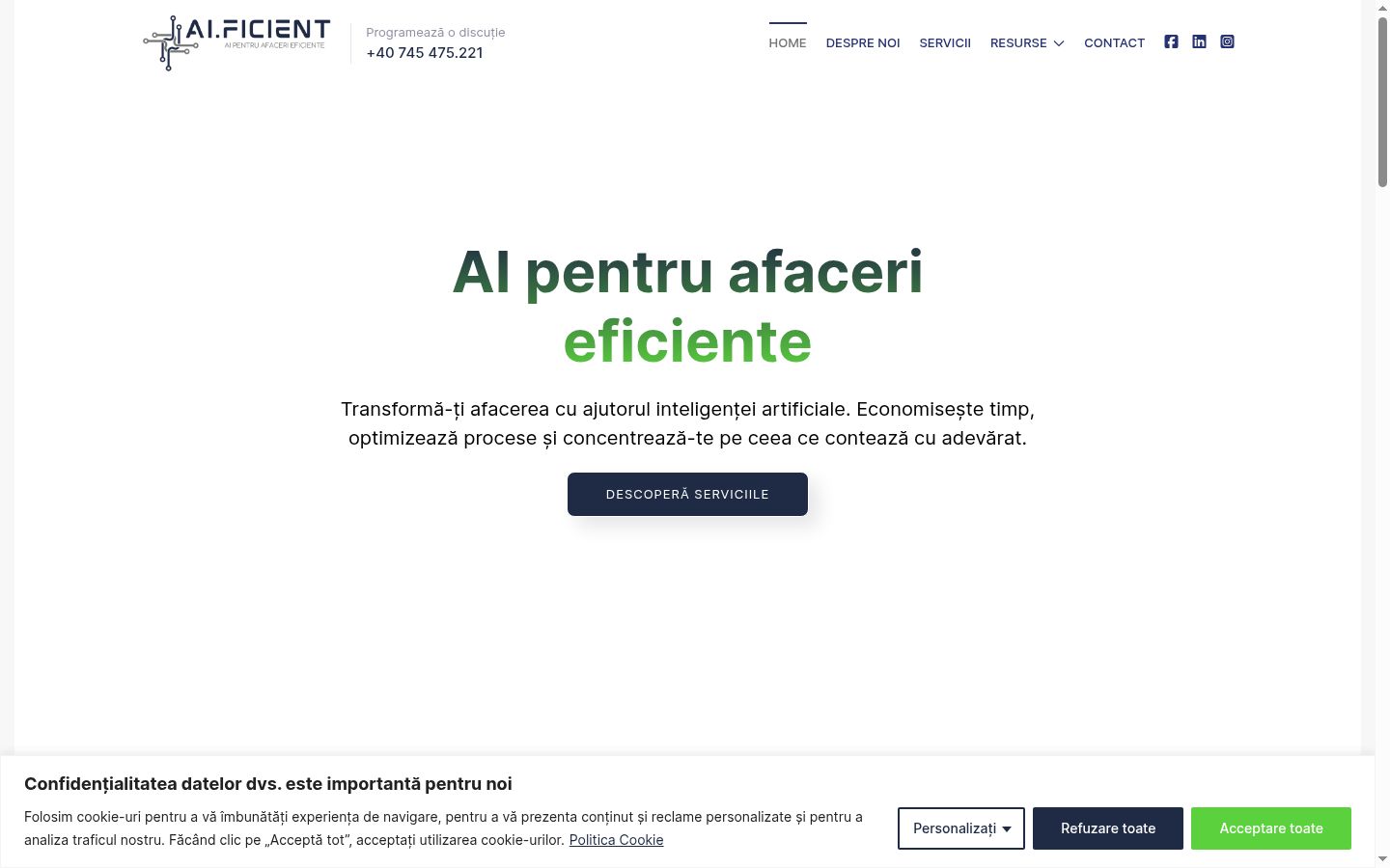 Screenshot of the consent banner shown before any interaction