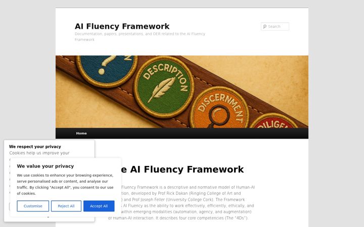 Screenshot of aifluencyframework.org