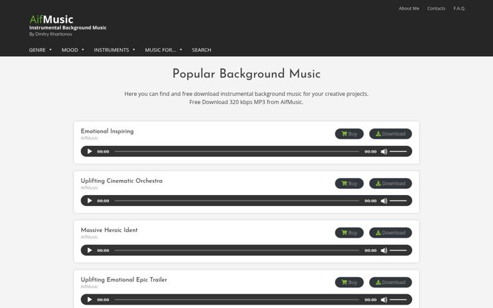 Screenshot von aifmusic.com