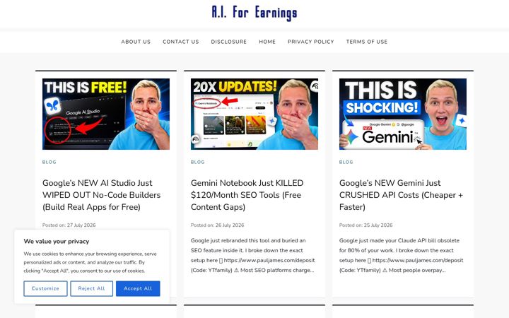Screenshot of aiforearnings.com