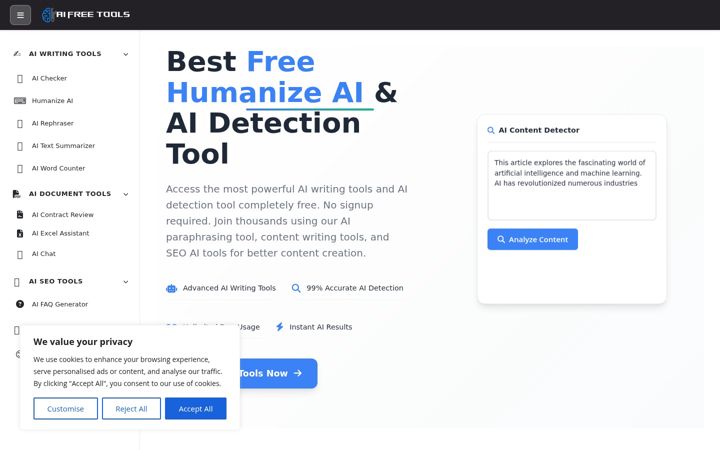 Zrzut ekranu aifreetools.com