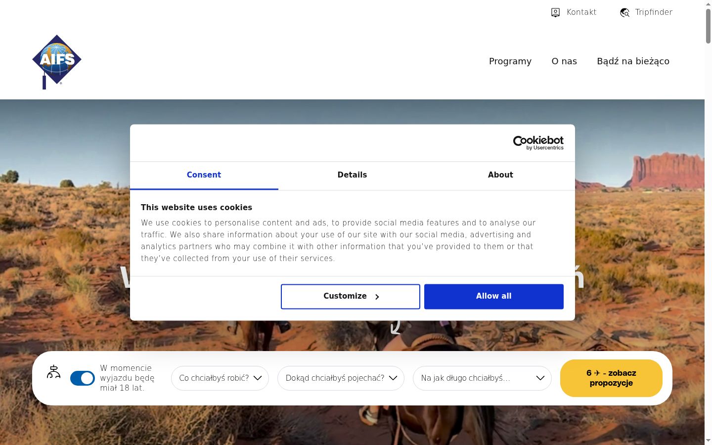 Screenshot tal-banner tal-kunsens muri qabel kwalunkwe interazzjoni