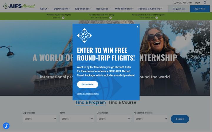 Screenshot of aifsabroad.com