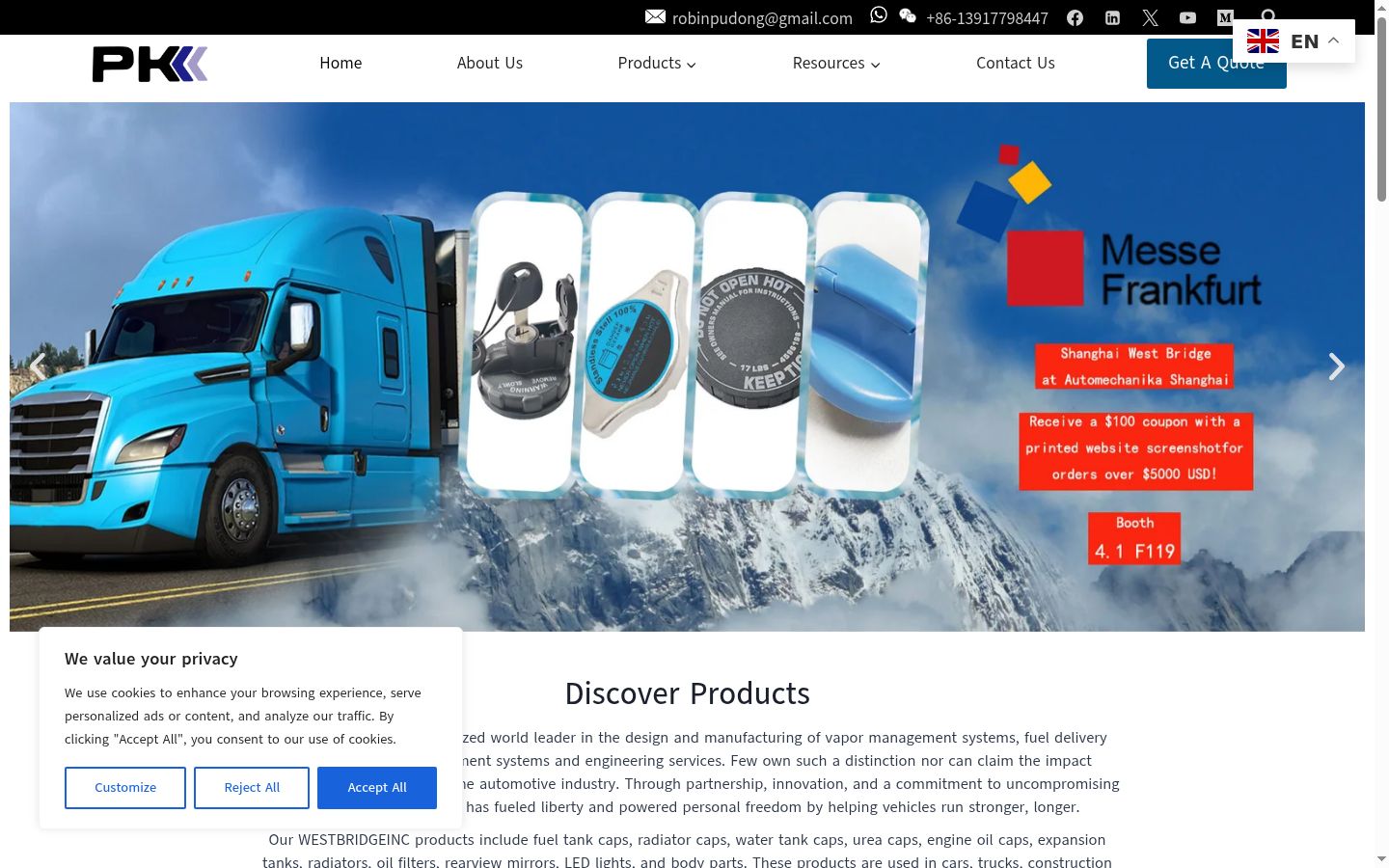 Screenshot del banner di consenso mostrato prima di qualsiasi interazione