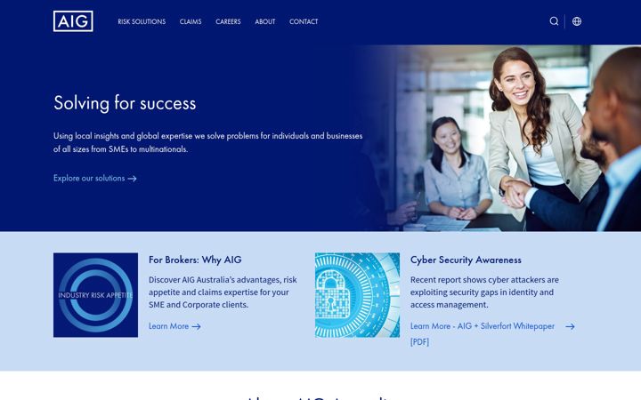 Screenshot του aig.com.au