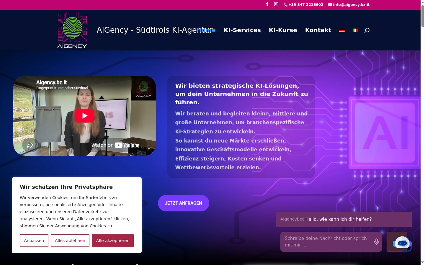 Skärmbild av samtyckesbannern som visades före någon interaktion