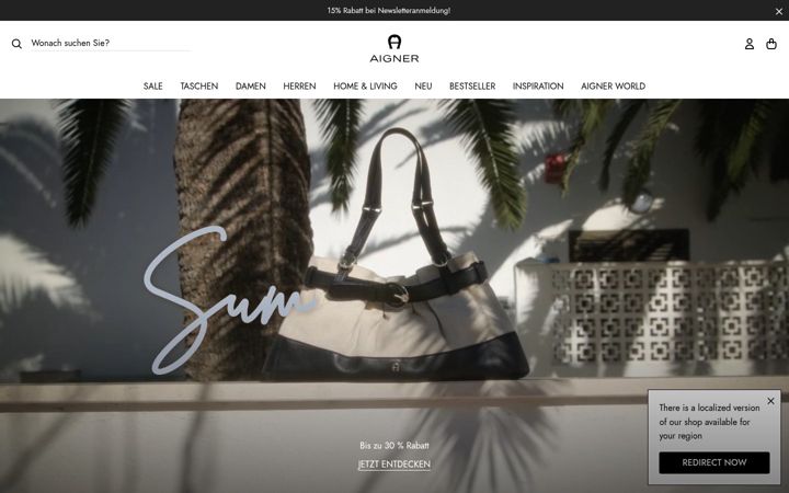 Screenshot of aignermunich.de