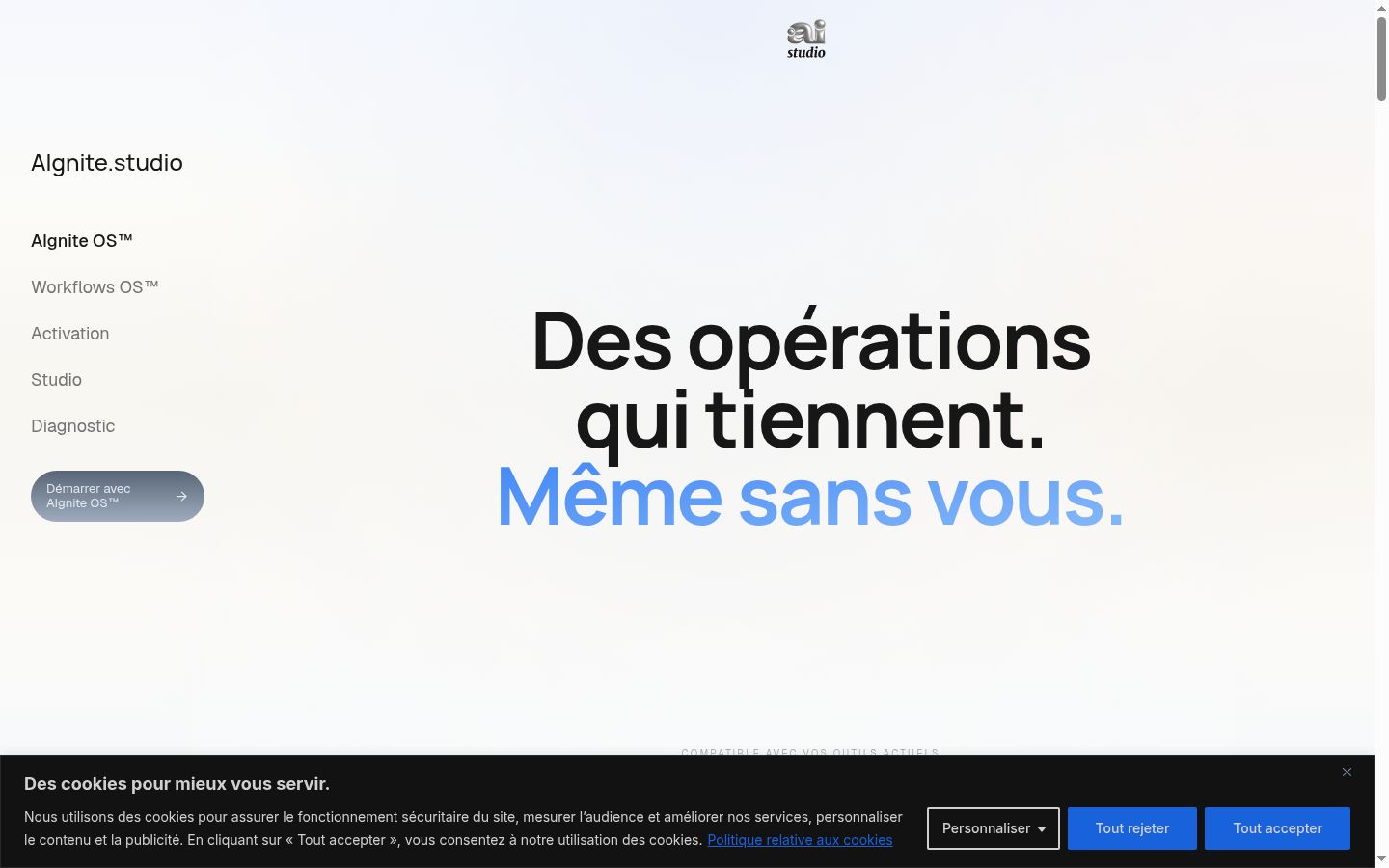 Capture d'écran de la bannière de consentement affichée avant toute interaction