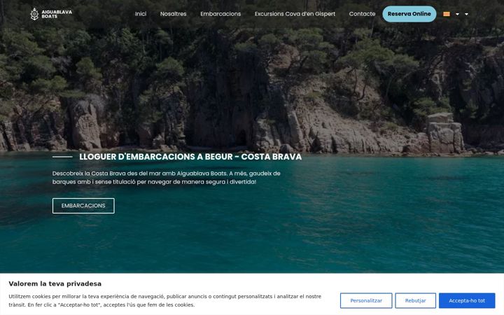 Screenshot of aiguablavaboats.com