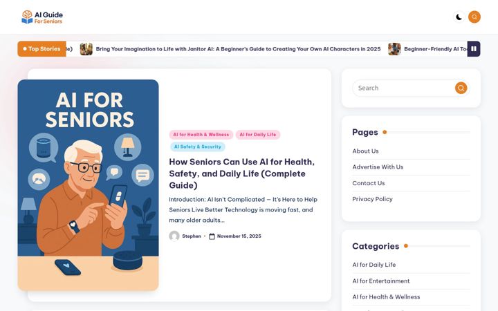 Screenshot of aiguideforseniors.com