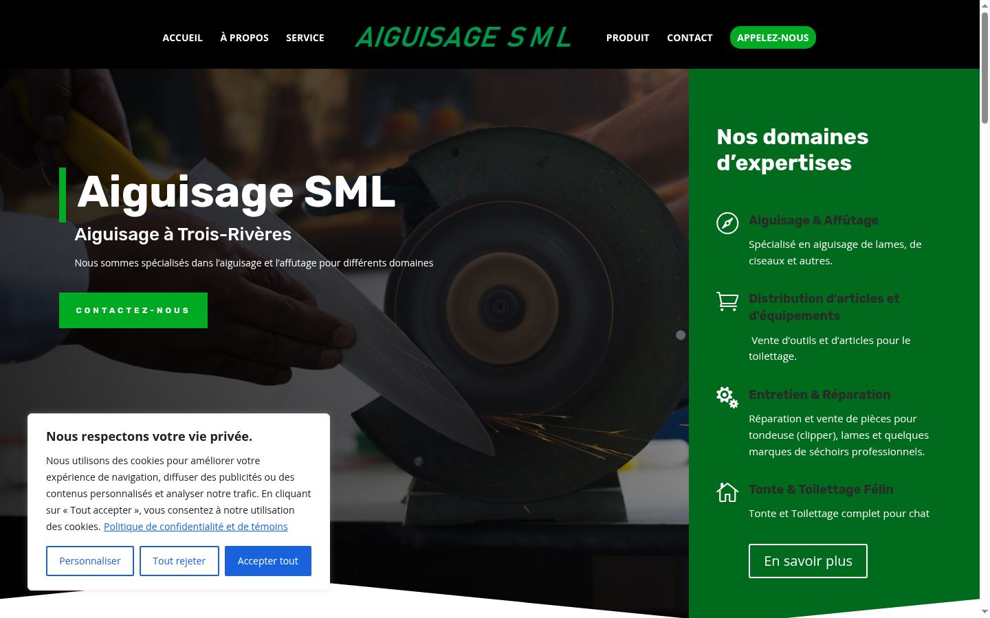 Capture d'écran de la bannière de consentement affichée avant toute interaction