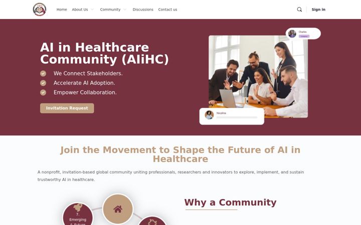Screenshot von aihealthcare.community