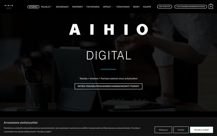 Screenshot von aihiodigital.fi