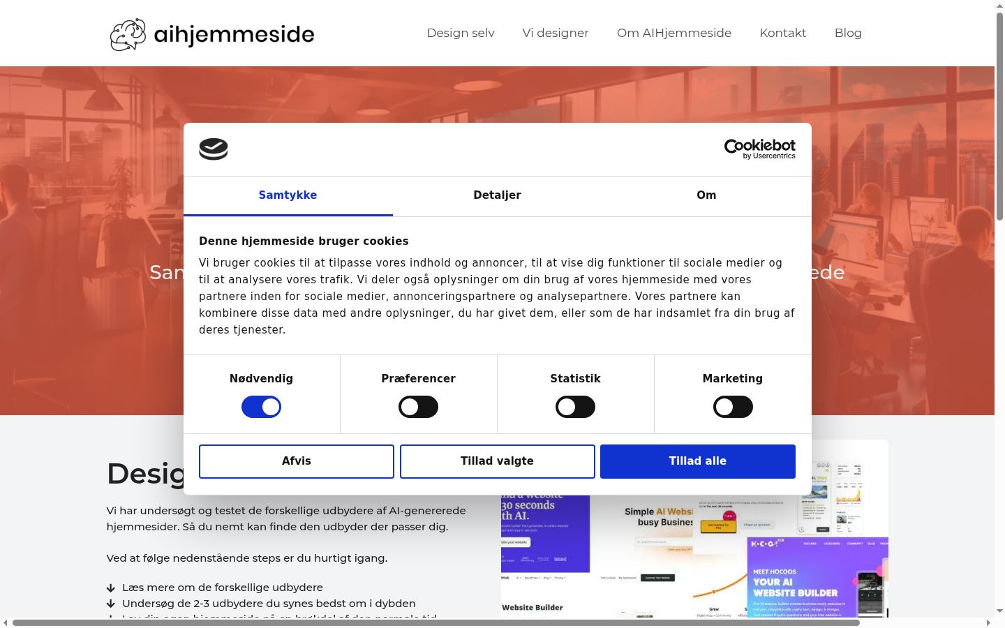 Skjermbilde av samtykkebanneret slik det vises før noen interaksjon