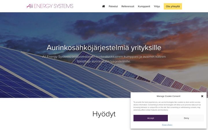 Skjámynd af aiienergysystems.fi
