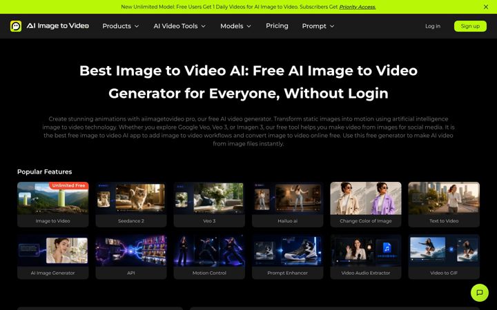 Screenshot of aiimagetovideo.pro