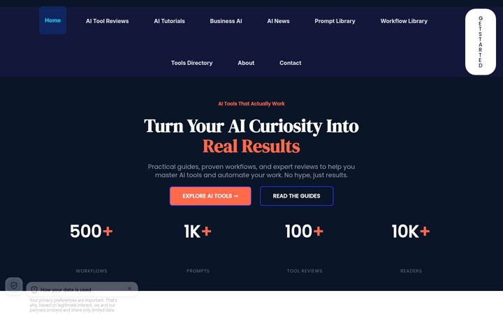 Screenshot von aiinactionhub.com