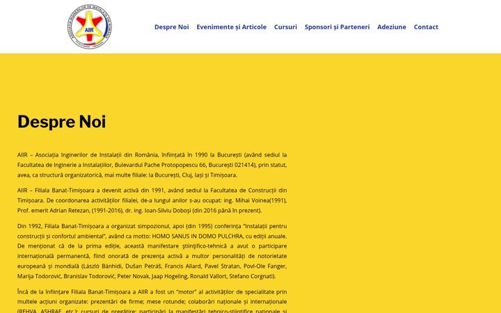 Posnetek zaslona aiir-timisoara.ro