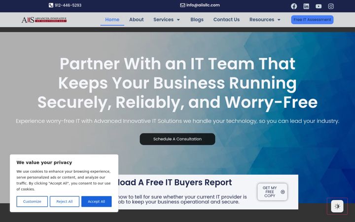 Screenshot of aiisllc.com