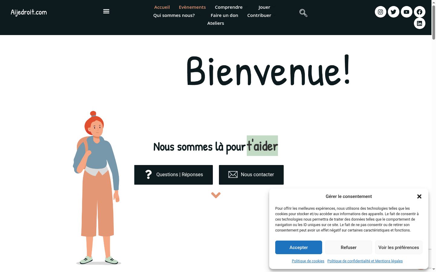 Screenshot tal-banner tal-kunsens muri qabel kwalunkwe interazzjoni