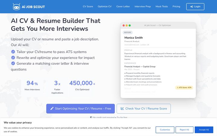 Screenshot of aijobscout.com