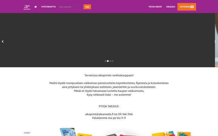 Screenshot of aikaprint.fi