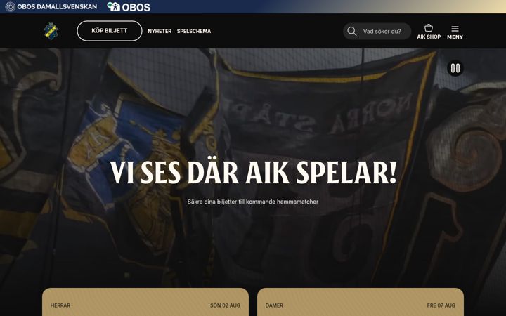 Screenshot of aikfotboll.se