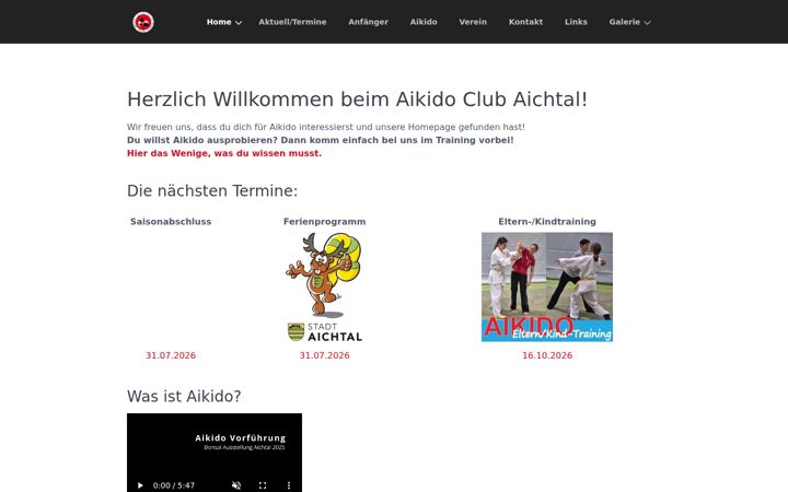 Képernyőkép: aikido-aichtal.de