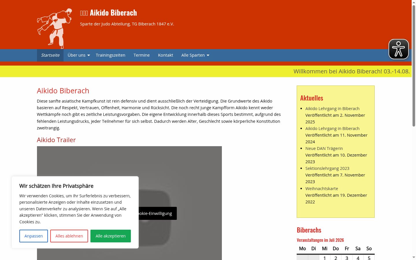 Screenshot of the consent banner shown before any interaction