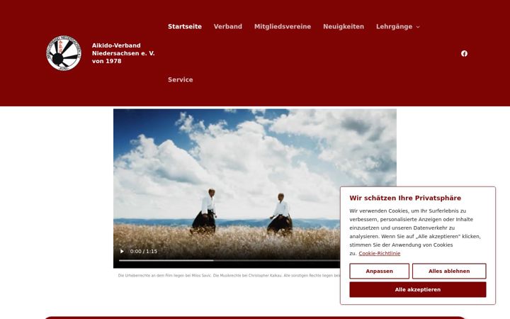 Screenshot of aikido-niedersachsen.de