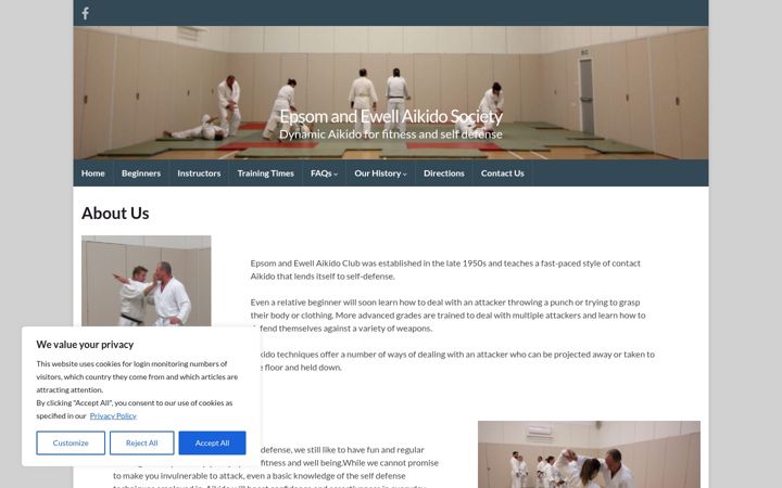 Screenshot του aikido-surrey.co.uk