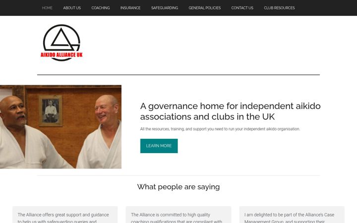 Kuvakaappaus sivustosta aikidoalliance.co.uk