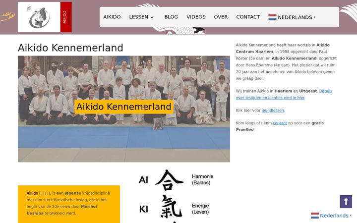 Screenshot of aikidokennemerland.nl